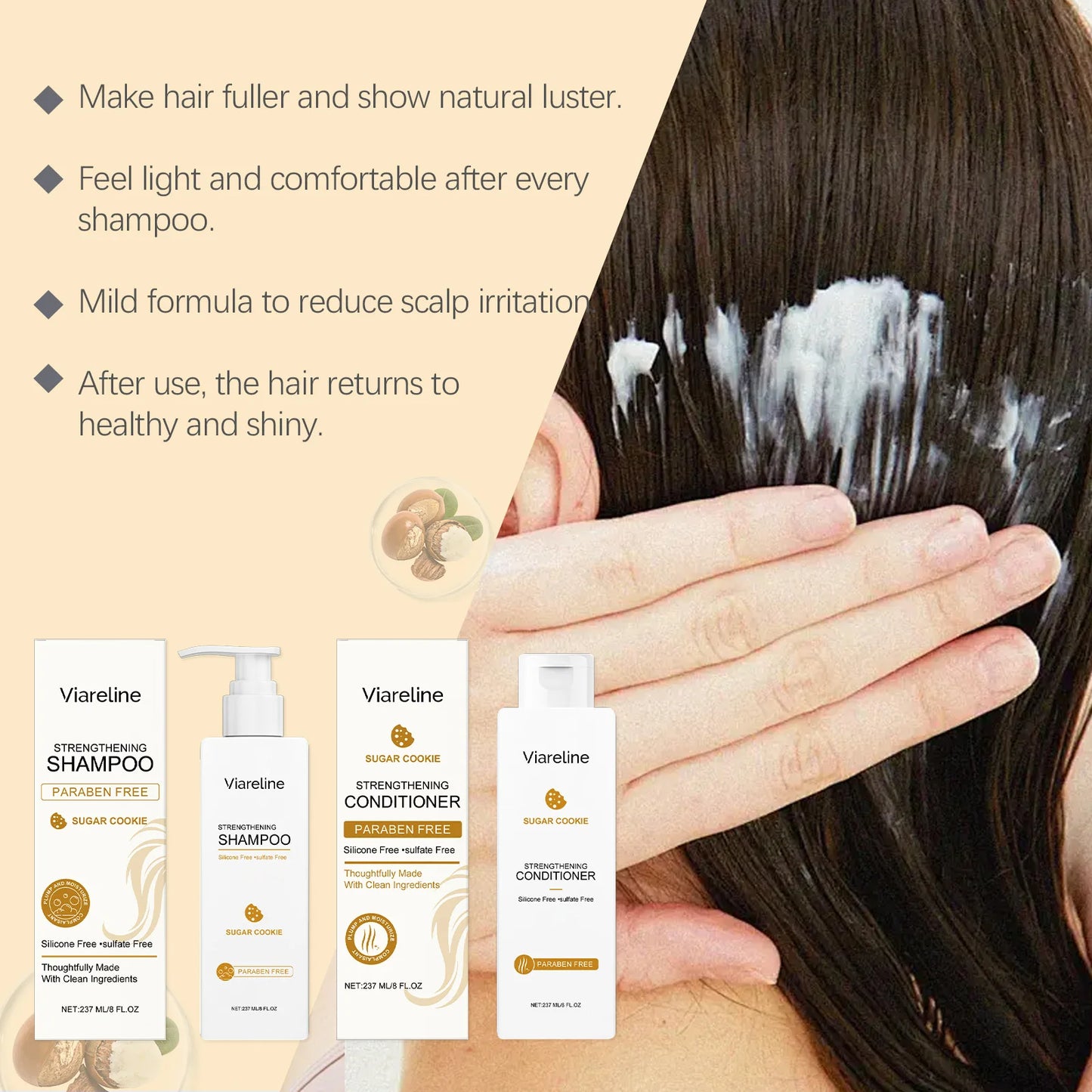 Amino Acid Shampoo and Conditioner Strengthen Hair Reduce Breakage Repair Hair Scales Anti Frizz Remove Dirt Smoothing Hair Care