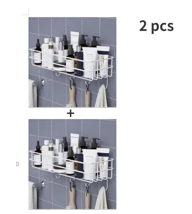 Japanese-style wrought iron bathroom shelf wall-mounted shower gel storage rack toilet free punch toiletry stand