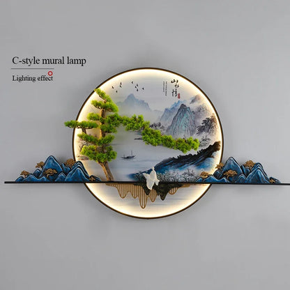 ANITA Modern LED Wall Picture Light Inside Creative Chinese Pine Landscape Mural Sconces Lamp for Home Living Bedroom Study