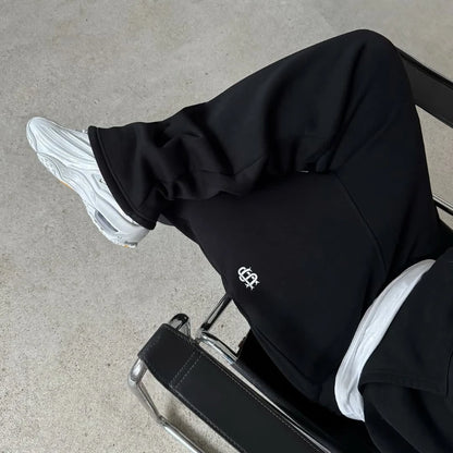 Y2K Men Jogger Loose Su Logo Embroidered Leg Openings Wide Leg Pants Extra outsize Pockets fashionable Couple Straight Leg Pants