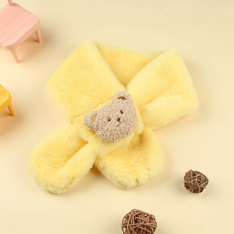 2023 Autumn Winter Soft Plush Children Scarf Cute Cartoon Girl Baby Thick Warm Scarf Outdoor Kids Neckerchief Baby Accessories