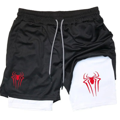 Men's  sports shorts,  spider print  compression shorts , informal, training, running, 2-in-1, Y2K order shipped directly