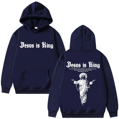 Jesus Is King Graphic Hoodie Christian Religious Clothes Men Women Fashion Gothic Rock Sweatshirt Hip Hop Oversized Streetwear