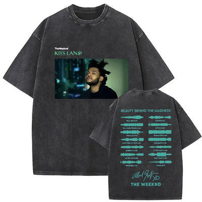 The Weeknd XO Tour 2025 Vintage Washed T Shirt Men's Women Pop Music Short Sleeve T-Shirts Rap Hip Hop Gothic Clothing T-shirts