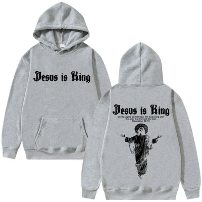 Jesus Is King Graphic Hoodie Christian Religious Clothes Men Women Fashion Gothic Rock Sweatshirt Hip Hop Oversized Streetwear