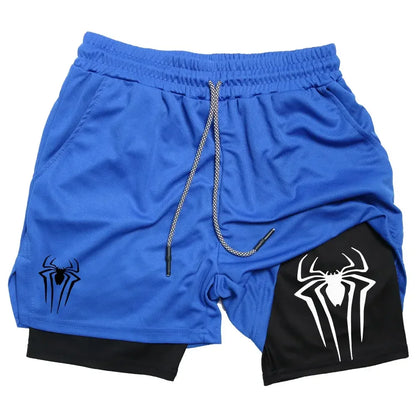 Men's  sports shorts,  spider print  compression shorts , informal, training, running, 2-in-1, Y2K order shipped directly