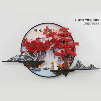 GISELLE Modern Picture Wall Light LED Chinese Creative Landscape Pine Mural Lamp For Home Living Room Study Bedroom Decor