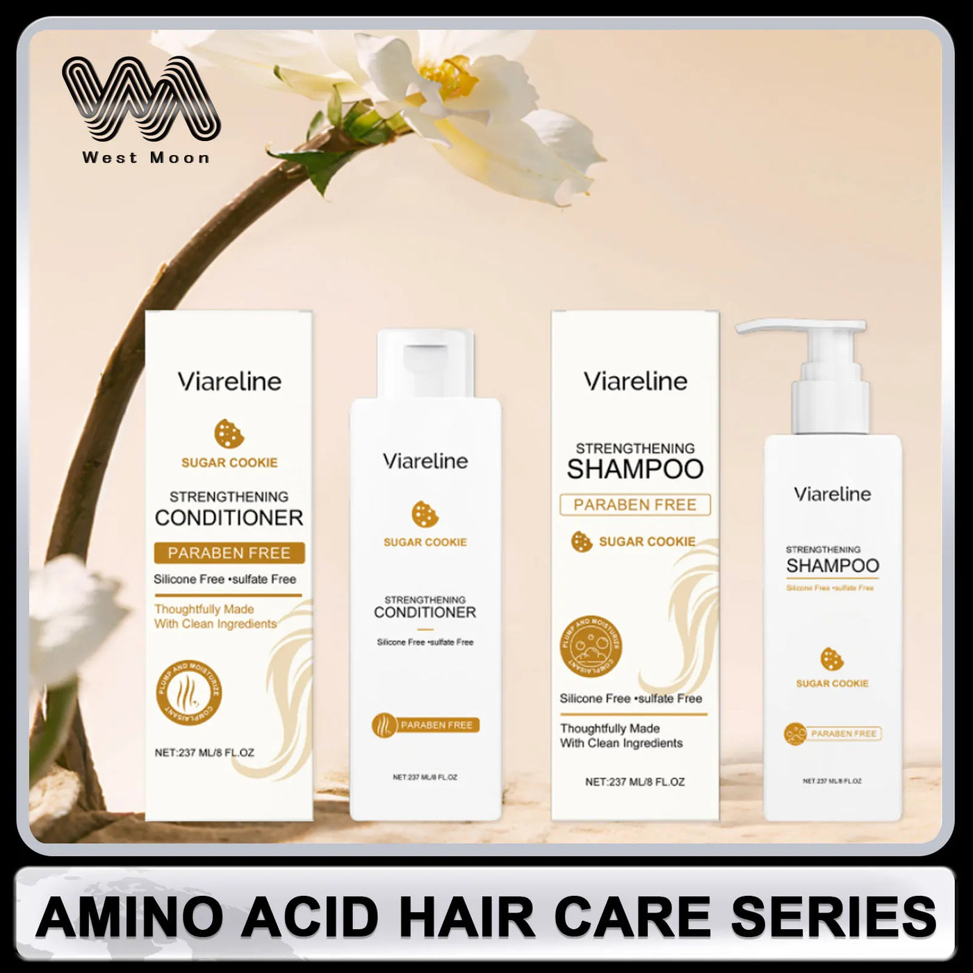 Amino Acid Shampoo and Conditioner Strengthen Hair Reduce Breakage Repair Hair Scales Anti Frizz Remove Dirt Smoothing Hair Care