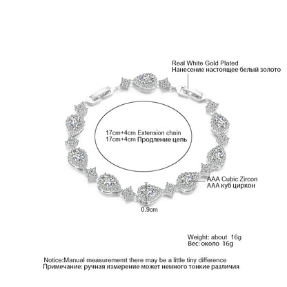 ZAKOL Classic Geometric Water Drop CZ Bracelet for Women Bridal Gorgeous Buling Zircon Party Wedding Jewelry
