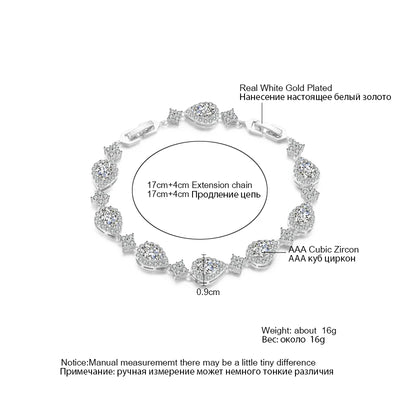 ZAKOL Classic Geometric Water Drop CZ Bracelet for Women Bridal Gorgeous Buling Zircon Party Wedding Jewelry