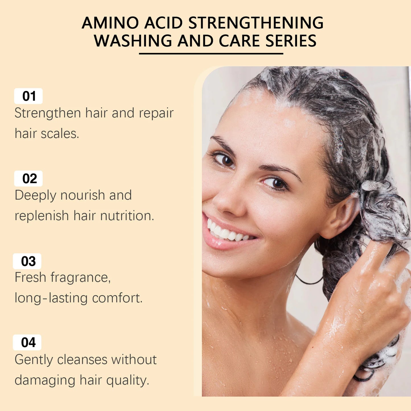 Amino Acid Shampoo and Conditioner Strengthen Hair Reduce Breakage Repair Hair Scales Anti Frizz Remove Dirt Smoothing Hair Care