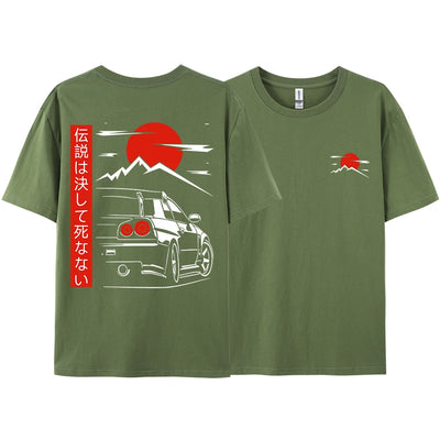 Japanese Style Car JDM Culture GTR Racing T Shirts Men Women Street Wear Original Design Oversized 100% Cotton Couple Tops Tees