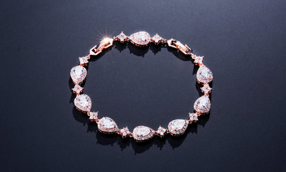 ZAKOL Classic Geometric Water Drop CZ Bracelet for Women Bridal Gorgeous Buling Zircon Party Wedding Jewelry