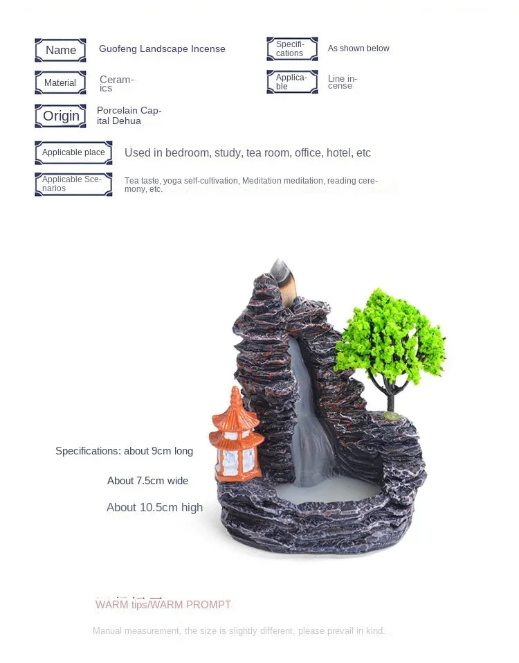 2024 Resin Reflux Incense Burner Tower Sandalwood Decoration Home Indoor Aromatherapy Mosquito Repellent Incense Burner Ornament