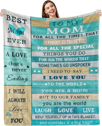 1PC Gift To Mom Thin Blanket for Anniversary Birthday Mothers Day Fathers day for Mom Dad Wife Sister Grandma Abuela Soft Throw