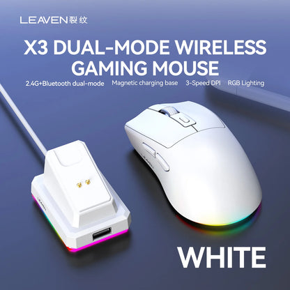 LEAVEN X3 2.4G Bluetooth Dual Mode Receiver Optical Mouse Wireless Gaming Mouse 1600DPI Bluetooth Compatible Mouse for MacBook L