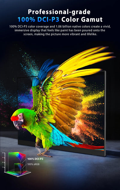 UPERFECT 16" 2K 240Hz Portable Monitor 100%DCI-P3 16:10 HDR FreeSync IPS Eye Care External Gaming Display For PC XBox PS5 Switch