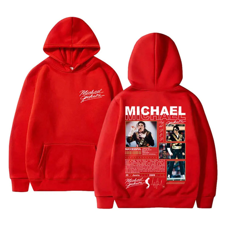 Classic Vintage Michael Jackson King of Pop Hoodie Men Fashion Retro Gothic Rock Sweatshirt Punk Oversized Pullover Streetwear