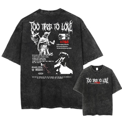 Y2k Acid Washed T Shirt Women Vintage Cotton T-shirts Harajuku Gothic Streetwear Soft Tees Girl Loose Fashion Print Tops Unisex