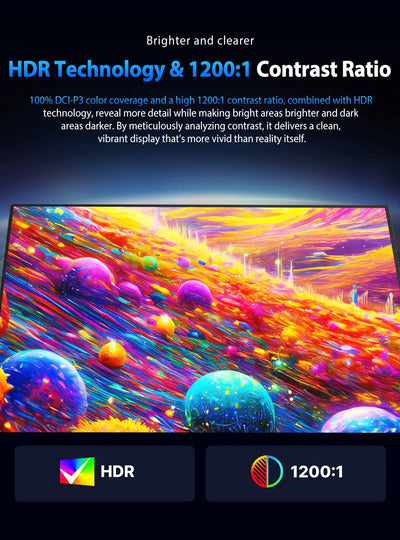 UPERFECT 16" 2K 240Hz Portable Monitor 100%DCI-P3 16:10 HDR FreeSync IPS Eye Care External Gaming Display For PC XBox PS5 Switch