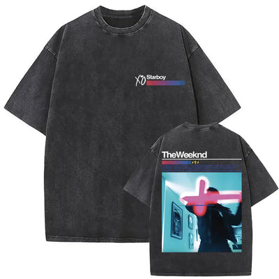 The Weeknd XO Tour 2025 Vintage Washed T Shirt Men's Women Pop Music Short Sleeve T-Shirts Rap Hip Hop Gothic Clothing T-shirts