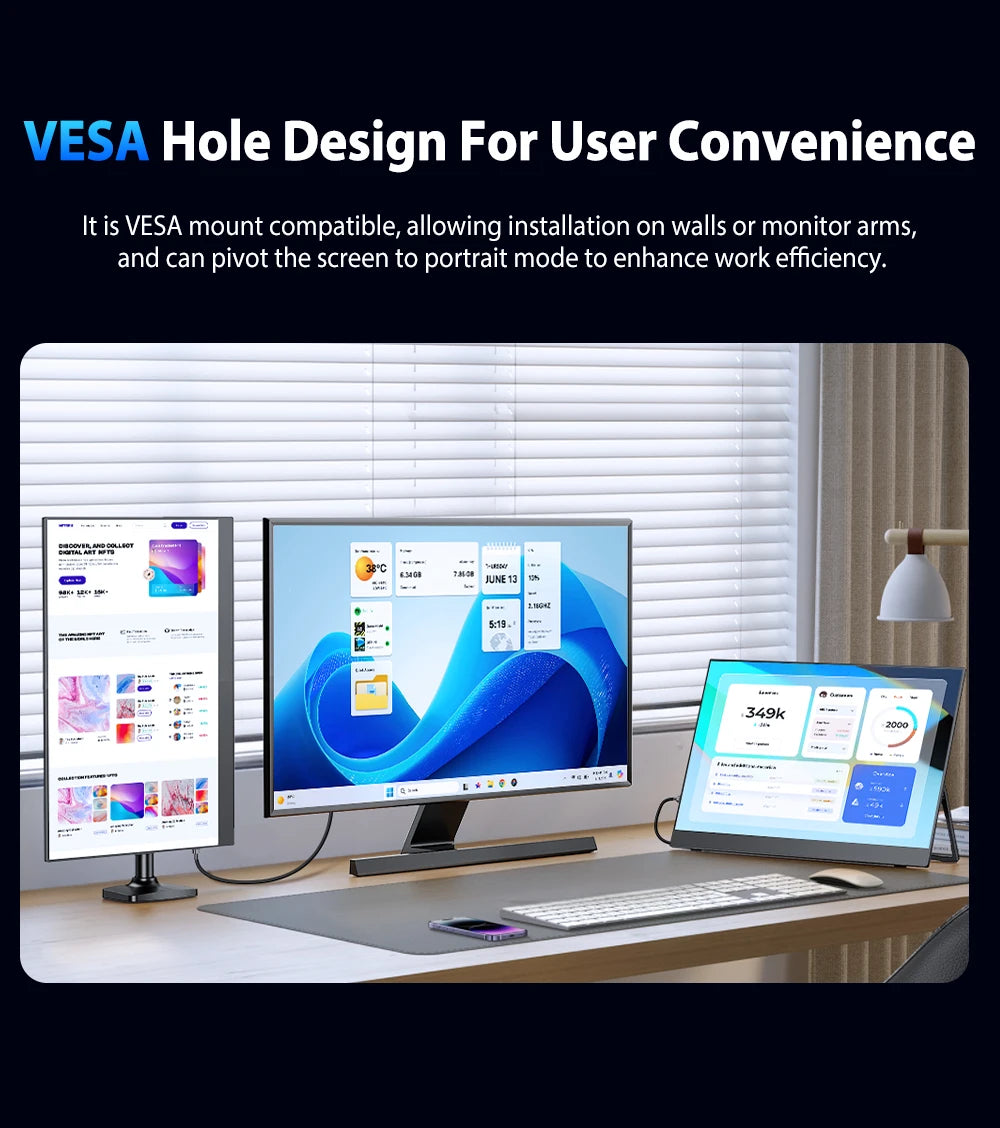 UPERFECT 16" 2K 240Hz Portable Monitor 100%DCI-P3 16:10 HDR FreeSync IPS Eye Care External Gaming Display For PC XBox PS5 Switch