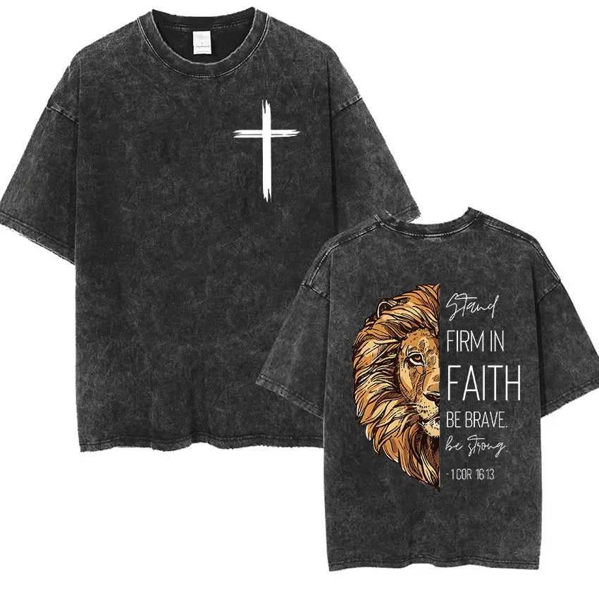 Vintage Washed Christian Aesthetic T Shirt Jesus Harajuku Fashion Short Sleeve T-shirts Men Women Casual O-Neck Clothing T-shirt