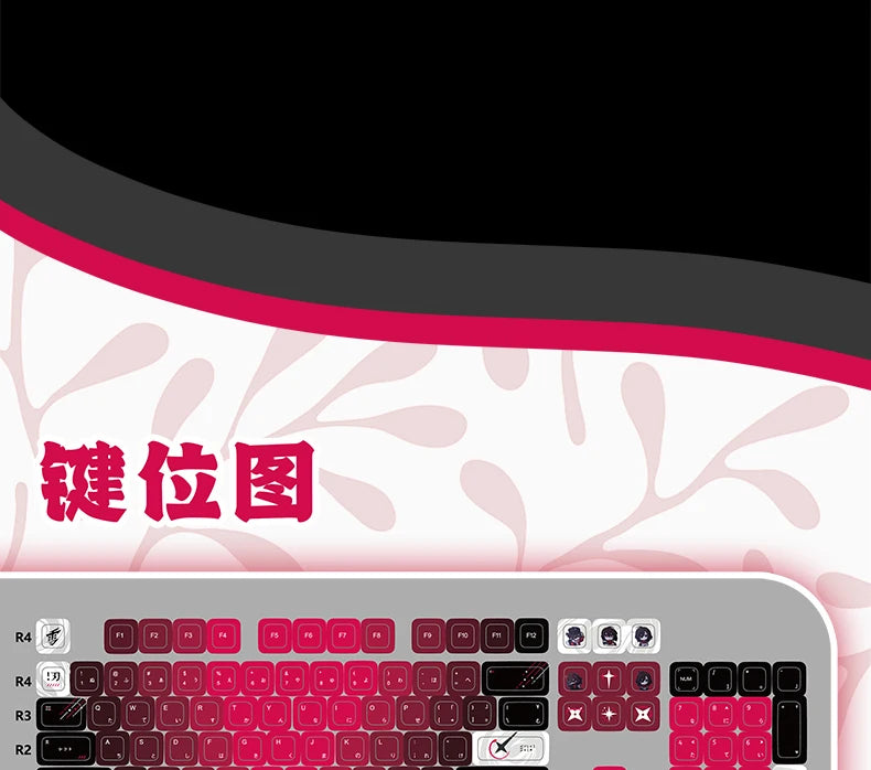 Yuki  Anime Pudding Keycap 120Keys Transparent PBT Thermal Sublimation ASA Profile Keycaps for Mechanical Keyboard Accessories