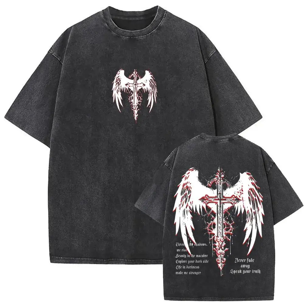 Christian Religious Jesus Forgive Them Father Vintage Washed Y2k Tshirt Men Clothing New in Top & Tees Mens T-Shirt 61327