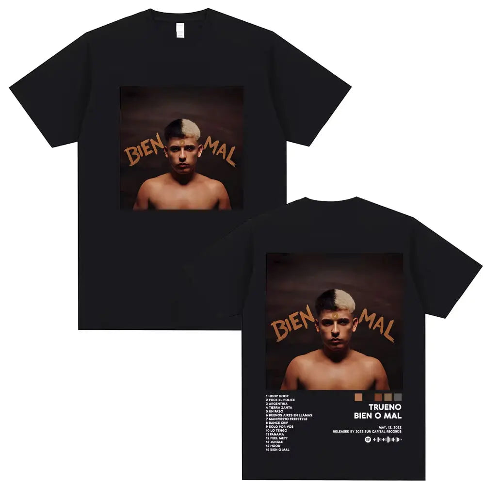 Rapper Trueno Album Tour Merch T-shirt Men Women Clothes Fashion Short Sleeve Tee Shirt Streetwear Cotton Loose T-shirts Unisex
