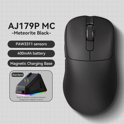 AJAZZ AJ179 PRO PAW3395 Lightweight Wired Wireless Mouse with Magnetic Charging Base Ergonomic Macro Gaming Mouse for PC Laptop