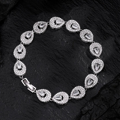 ZAKOL Classic Geometric Water Drop CZ Bracelet for Women Bridal Gorgeous Buling Zircon Party Wedding Jewelry
