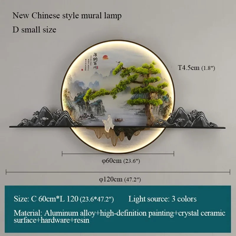 ANITA Modern LED Wall Picture Light Inside Creative Chinese Pine Landscape Mural Sconces Lamp for Home Living Bedroom Study