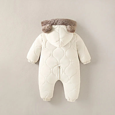 KLFLGD0-3 years old winter baby outdoor clothing fur lining warm toddler girl boy jumpsuit cartoon plus velvet baby jumpsuit