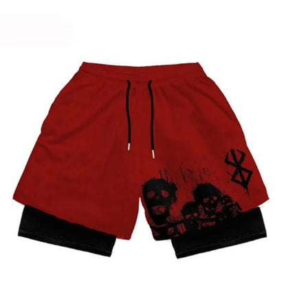 Anime Performance Shorts Men Women 2 In 1 Gym Shorts Manga 3D Print Mesh Quick Dry Sports Short Pants Summer Fitness Workout