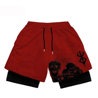 Anime Performance Shorts Men Women 2 In 1 Gym Shorts Manga 3D Print Mesh Quick Dry Sports Short Pants Summer Fitness Workout
