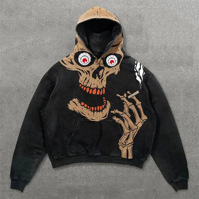 Y2K Cloths Techwear Autumn New Mens Funny Skull 3D Print Tracksuit Men Hoodie Fashion Streetwear Black Skeleton Hoodies For Man