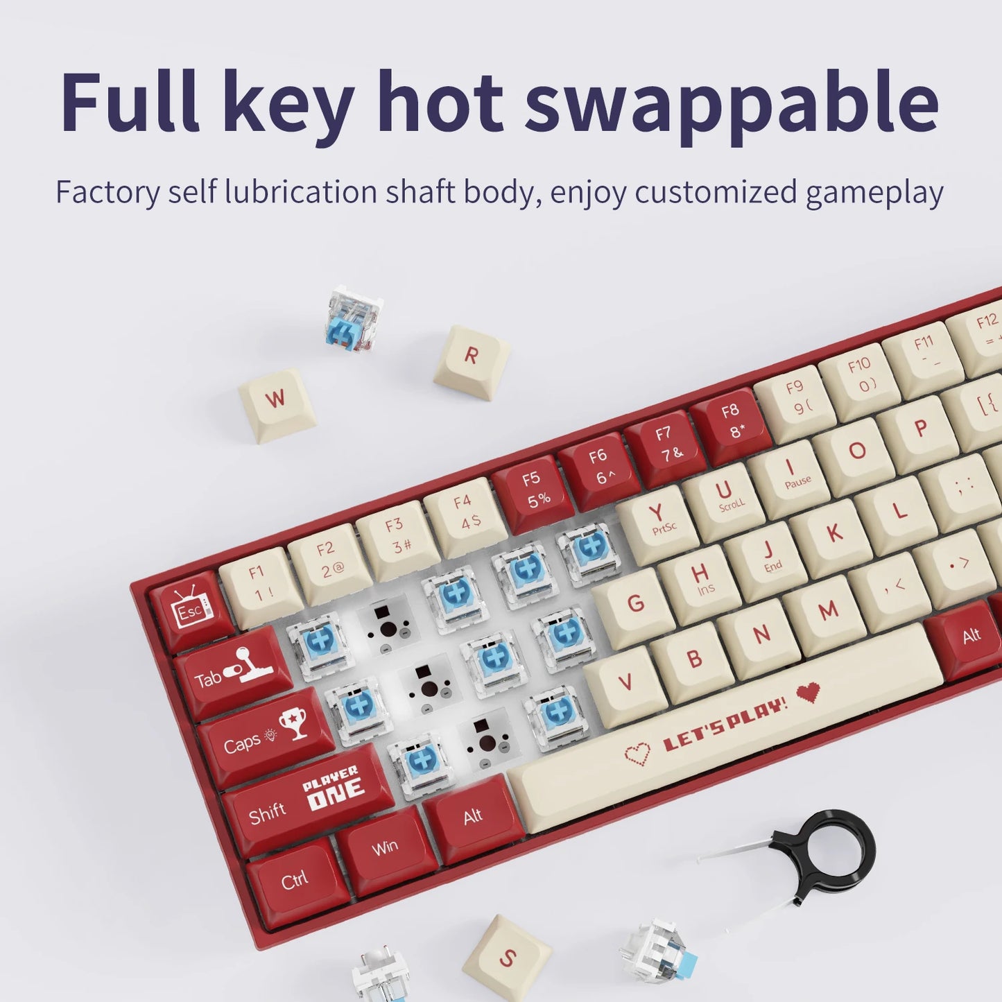 AJAZZ AK680 Gaming Mechanical Keyboard ABS Keycap 68 Keys Wired Wireless Bluetooth Keyboard Hot Swap Custom Gasket for Pc Laptop