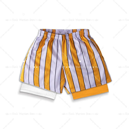 Anime Short Gyms Bilayer 2-in-1 Sports Shorts For Men Sweat-absorbent Quick-drying And Breathable Outdoor Sports Jogging Pants