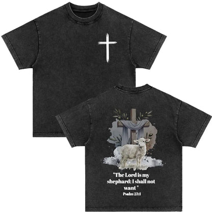 Christian Strength in Jesus Bible Verse Vintage Washed T-shirts Men Women Fashion Harajuku Oversized T Shirt 100% Cotton T-shirt