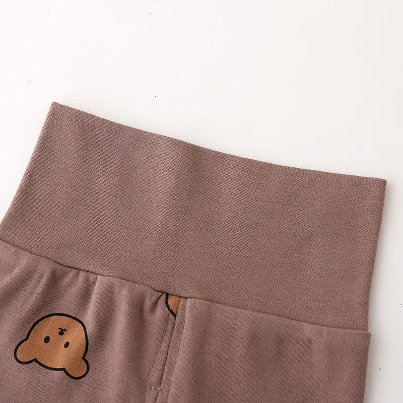 0-3Y High Waist Unisex Baby Pajama Suit Toddler Boys Cute Bear Sleep Wear Infant Pajama Girls Cartoon Print Night Wear