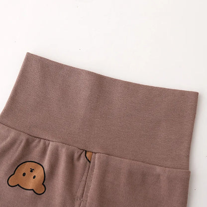 0-3Y High Waist Unisex Baby Pajama Suit Toddler Boys Cute Bear Sleep Wear Infant Pajama Girls Cartoon Print Night Wear