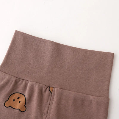 0-3Y High Waist Unisex Baby Pajama Suit Toddler Boys Cute Bear Sleep Wear Infant Pajama Girls Cartoon Print Night Wear