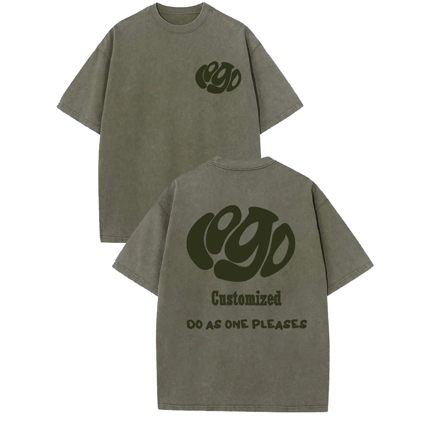 Customized logo T-shirt, handmade image oversized T-shirt, heavy washed retro T-shirt, hip-hop style casual wear, 100% pure cott