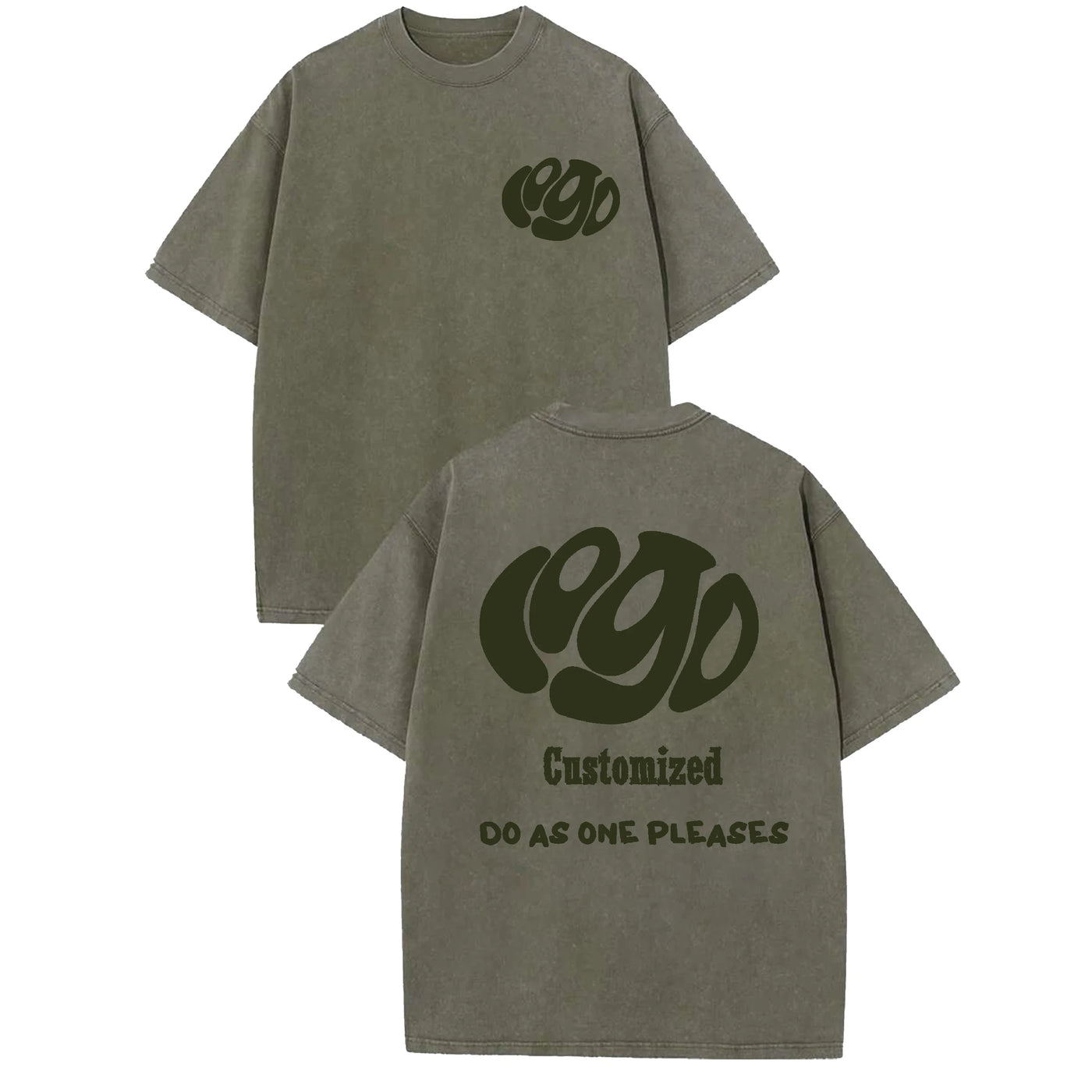 Customized logo T-shirt, handmade image oversized T-shirt, heavy washed retro T-shirt, hip-hop style casual wear, 100% pure cott