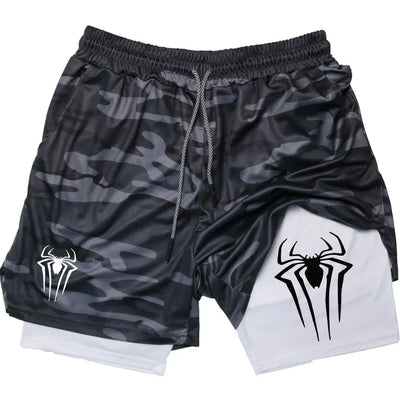 Men's  sports shorts,  spider print  compression shorts , informal, training, running, 2-in-1, Y2K order shipped directly