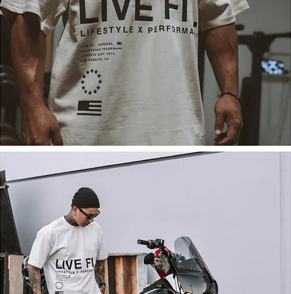 Men's Gym Summer Casual T-Shirt Fitness Running Short Sleeve Tee Tops Fashion Hip-hop Oversized Shirt Male Sweatshirt Clothing