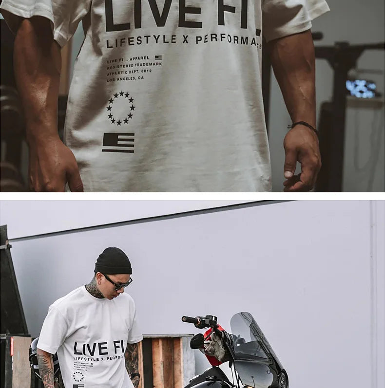 Men's Gym Summer Casual T-Shirt Fitness Running Short Sleeve Tee Tops Fashion Hip-hop Oversized Shirt Male Sweatshirt Clothing