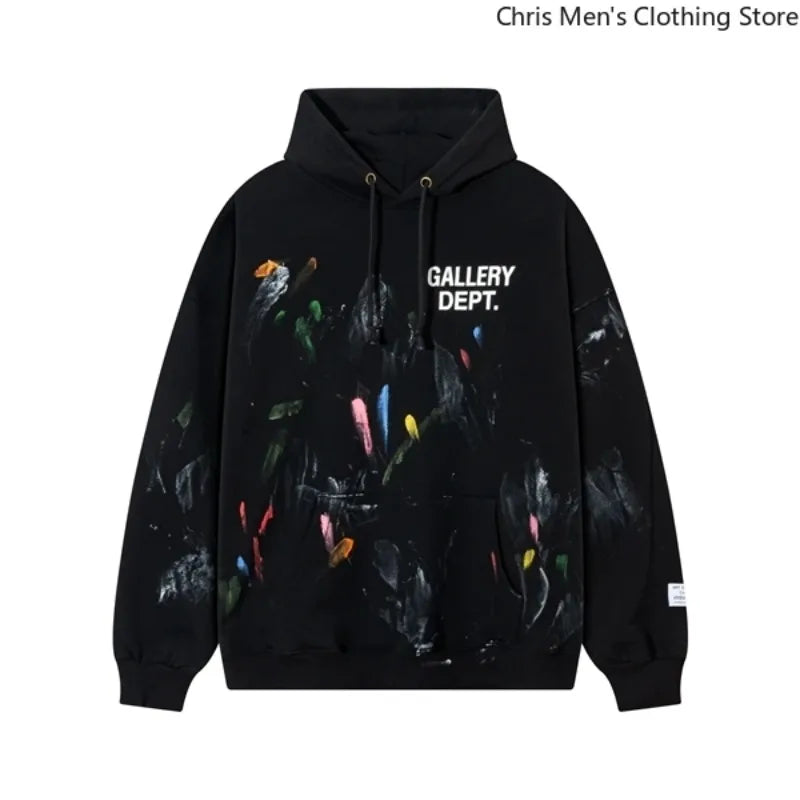 Autumn Trendy Men's Long Sleeve Thermal Hoodie Streetwear New High Street Loose Fleece Hoodie Letter Print Casual Sweatshirt