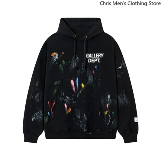 Autumn Trendy Men's Long Sleeve Thermal Hoodie Streetwear New High Street Loose Fleece Hoodie Letter Print Casual Sweatshirt